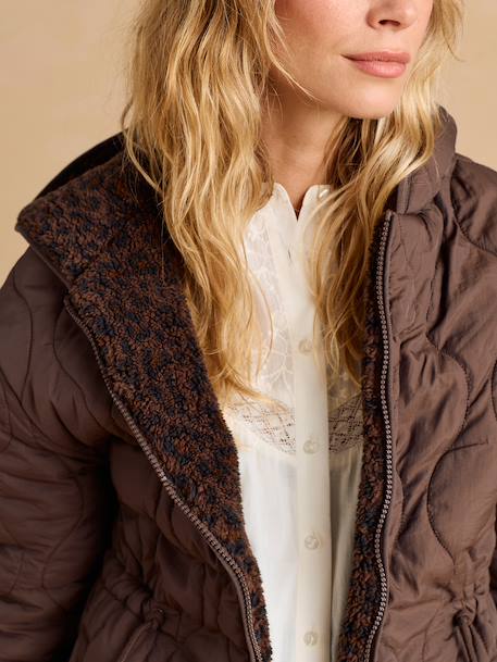 Adaptive & Reversible Padded Jacket, for Maternity & Babywearing by ENVIE DE FRAISE chocolate+khaki 