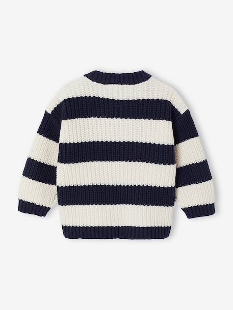 Striped jumper for baby boys navy blue+terracotta 