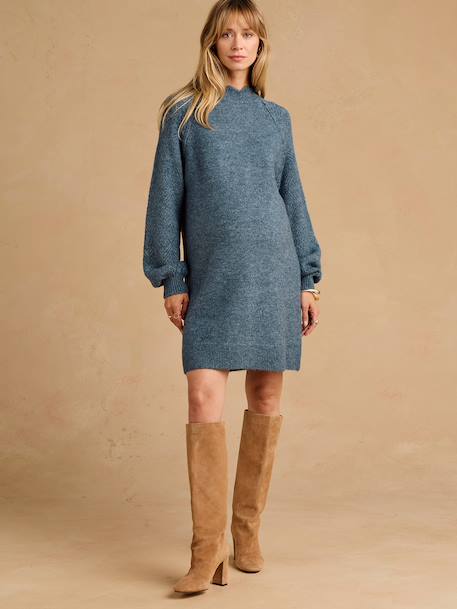 Maternity and nursing jumper dress grey blue 
