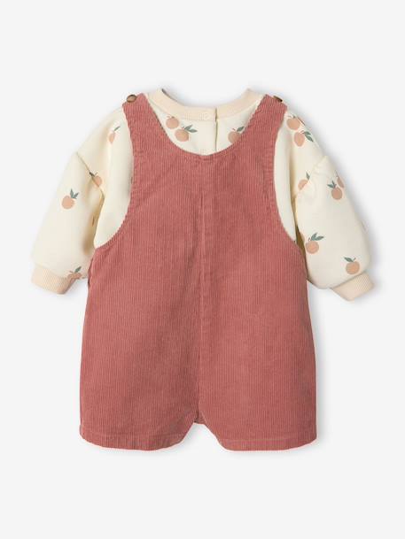 Baby girls sweatshirt and pinafore shorts set old rose 