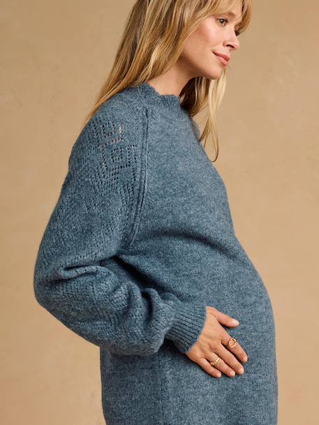 Maternity and nursing jumper dress grey blue 