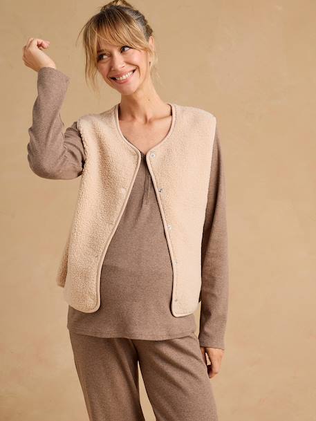 3-piece maternity pyjamas taupe 