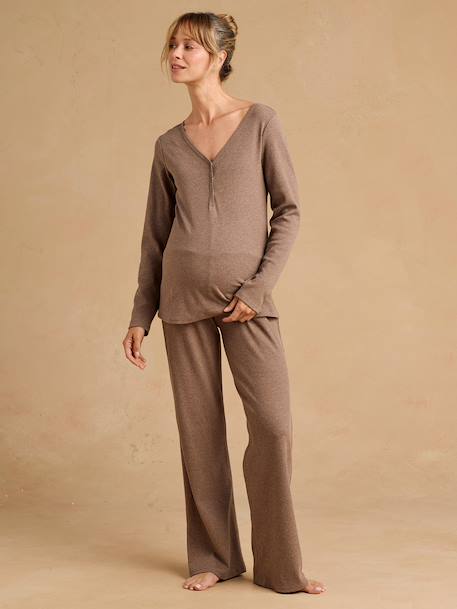 3-piece maternity pyjamas taupe 