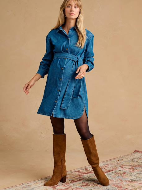 Maternity and nursing shirt dress stone 