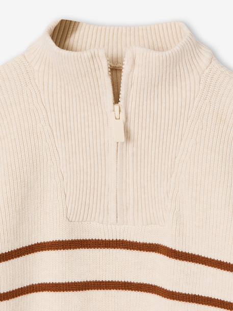 Striped Long-Sleeved Trucker Jumper for Boys ecru+navy blue 