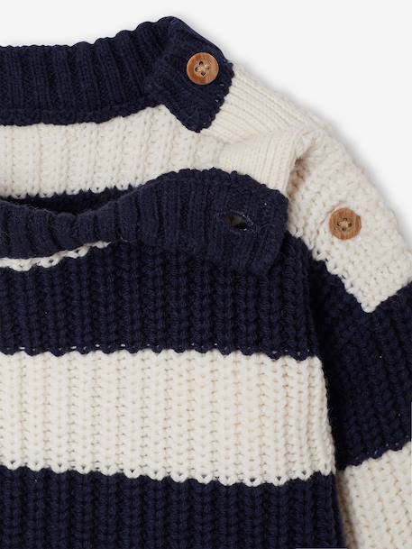 Striped jumper for baby boys navy blue+terracotta 