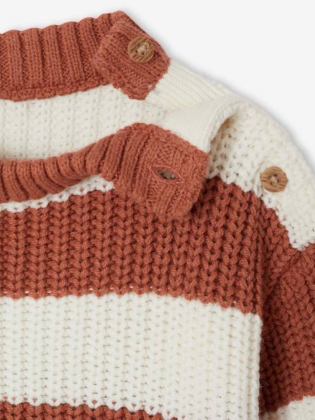 Striped jumper for baby boys navy blue+terracotta 