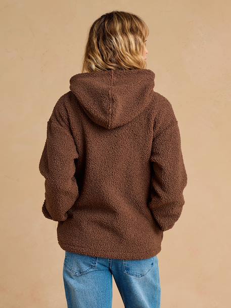 Progressive Zipped Sherpa Jacket with Baby Protector by ENVIE DE FRAISE black+ecru+taupe 