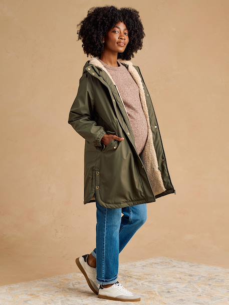 Maternity raincoat with baby cover khaki 