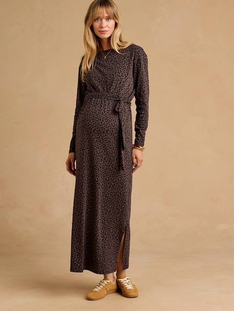 Long maternity dress chocolate 