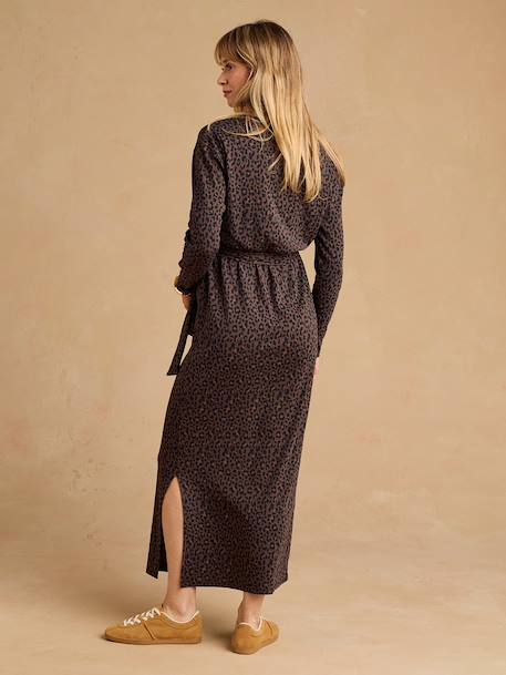 Long maternity dress chocolate 