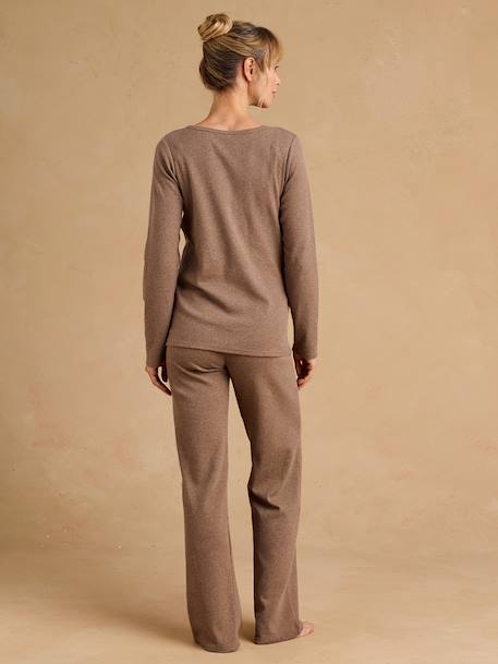 3-piece maternity pyjamas taupe 