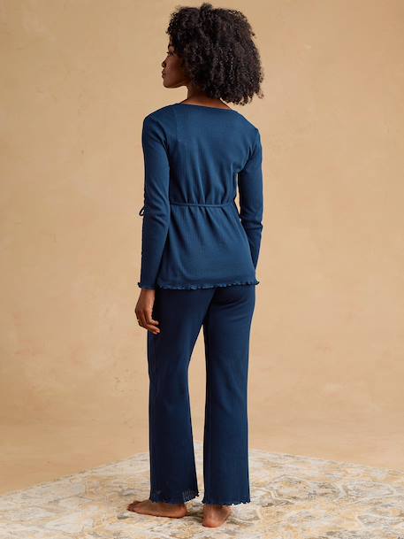 3-piece maternity and nursing pyjamas navy blue 