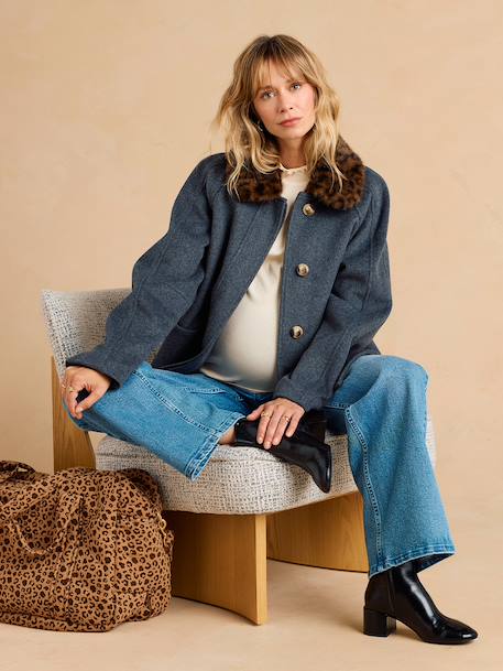 Short maternity coat mouse grey 