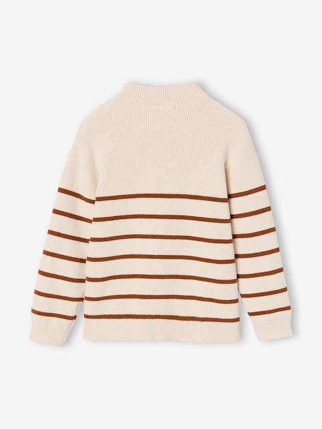 Striped Long-Sleeved Trucker Jumper for Boys ecru+navy blue 