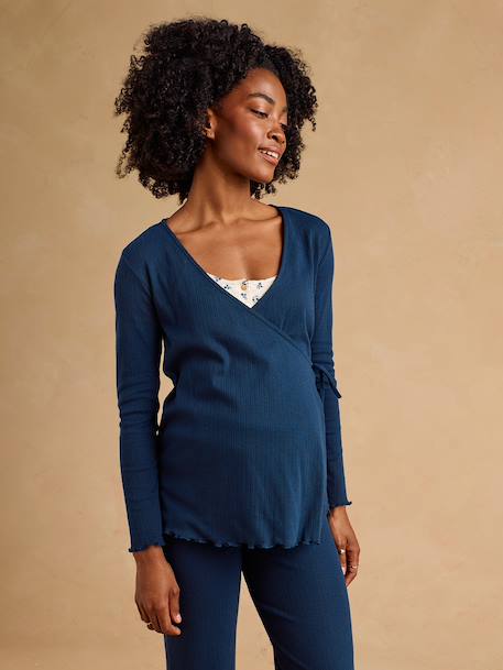 3-piece maternity and nursing pyjamas navy blue 