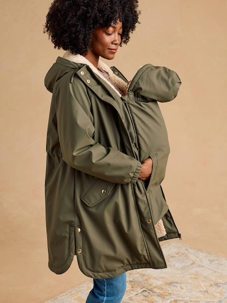 Maternity raincoat with baby cover khaki 