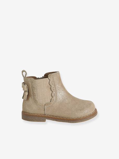 Pair of baby first steps boots black+golden yellow 