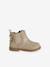 Pair of baby first steps boots black+golden yellow 