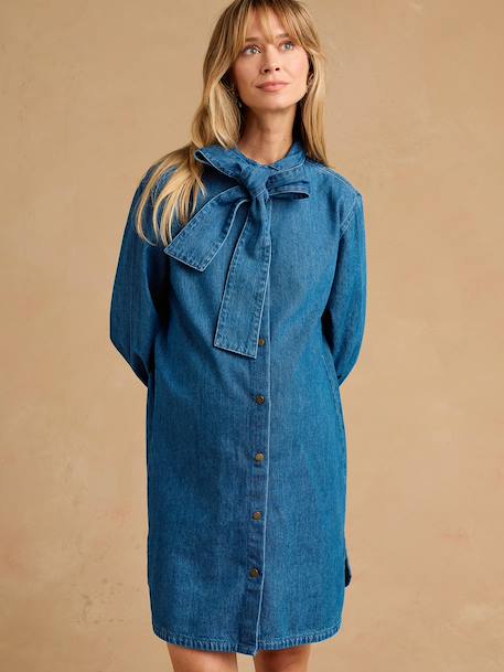 Maternity and nursing shirt dress stone 