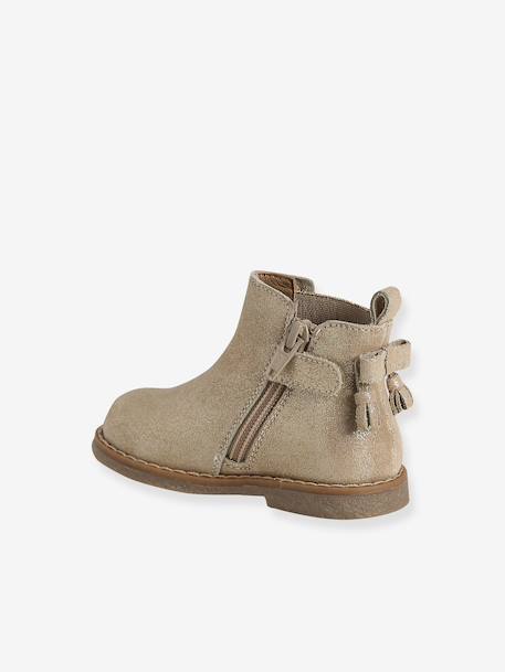 Pair of baby first steps boots black+golden yellow 