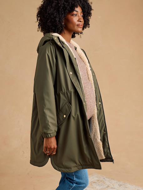 Maternity raincoat with baby cover khaki 