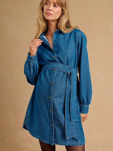 Maternity and nursing shirt dress stone 