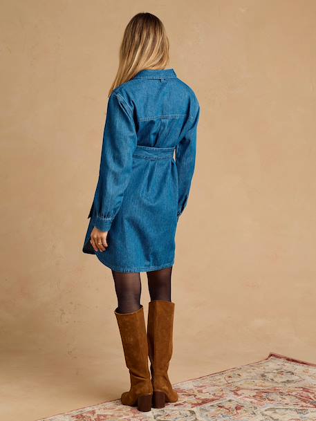 Maternity and nursing shirt dress stone 