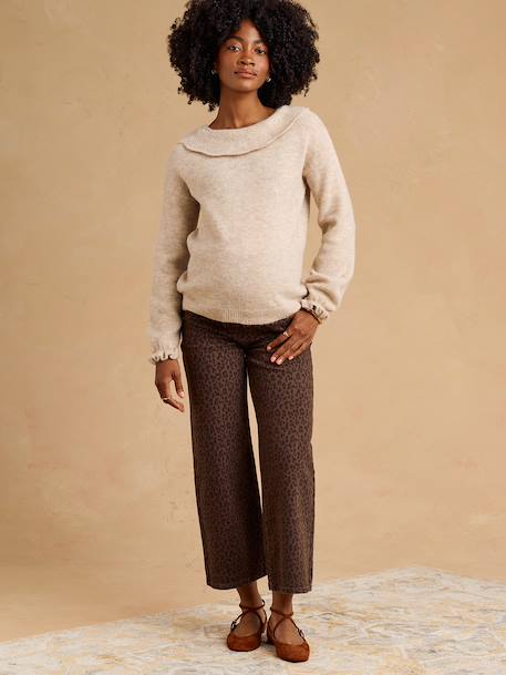Maternity cropped jeans with bump band chocolate 