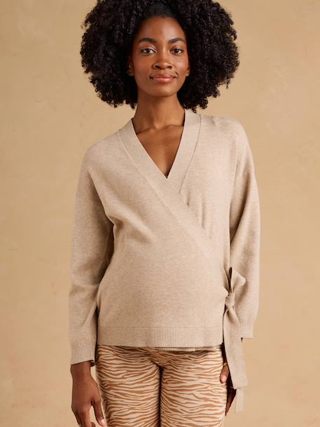 Wrap-front set for pregnancy marl beige 