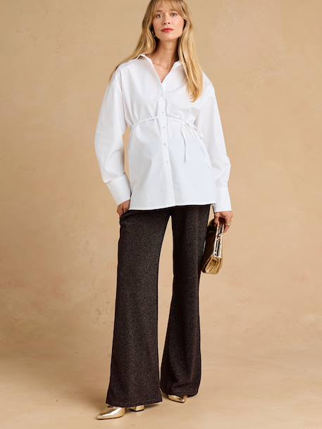 Maternity lurex trousers chocolate 