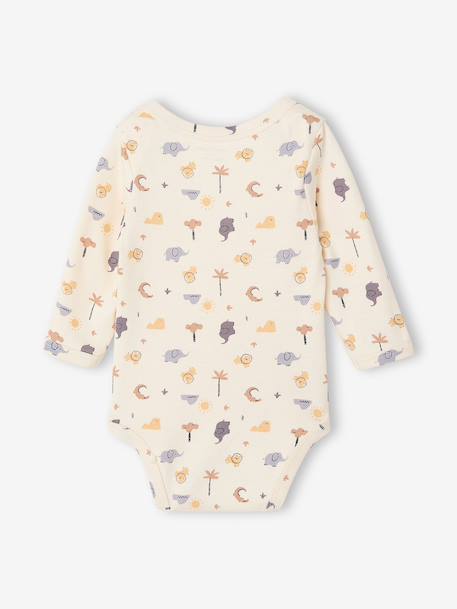 Pack of 5 long-sleeved bodysuits for baby cappuccino 