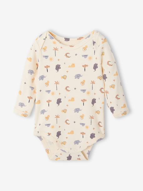 Pack of 5 long-sleeved bodysuits for baby cappuccino 