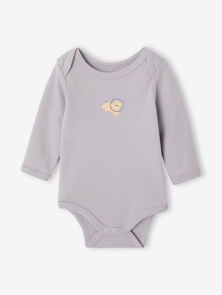 Pack of 5 long-sleeved bodysuits for baby cappuccino 