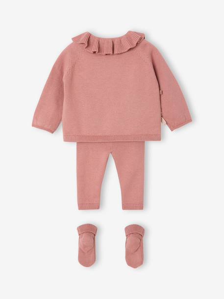 Knitted baby set for baby girls blush 