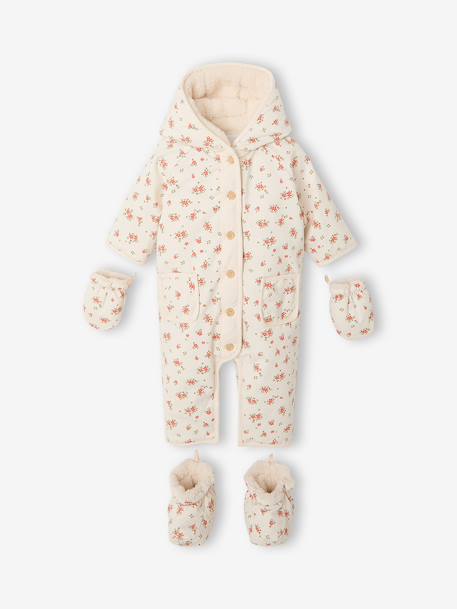 Newborn snowsuit with removable hood vanilla 