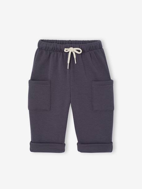 Fleece-lined trousers for baby boys anthracite+olive 