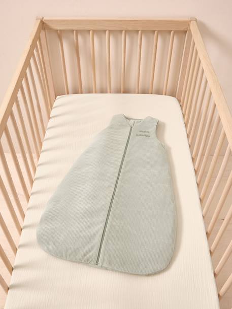 Corduroy baby sleep bag clay beige+sage green 