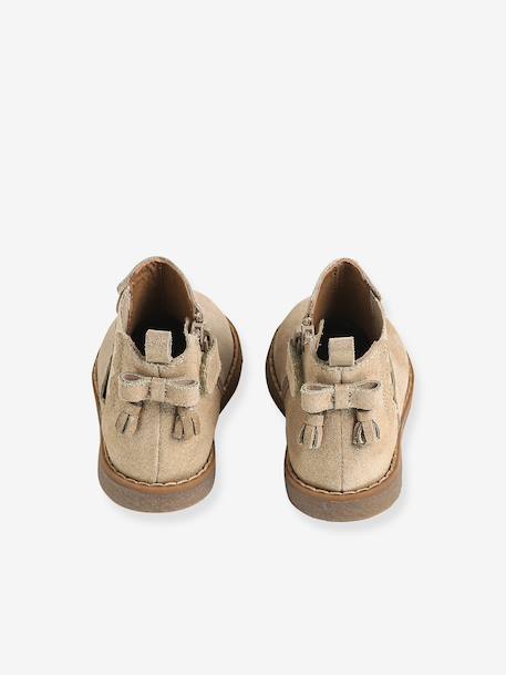 Pair of baby first steps boots black+golden yellow 