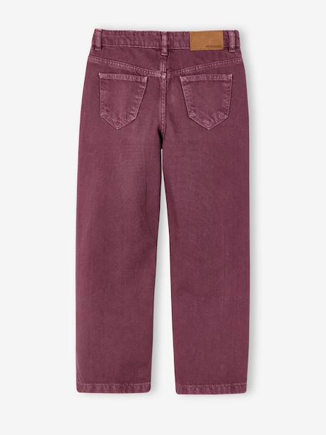 Embroidered girl's mom fit trouser grey green+plum+rosy 