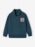 Sweatshirt with trucker collar for boys peacock blue+yellow 