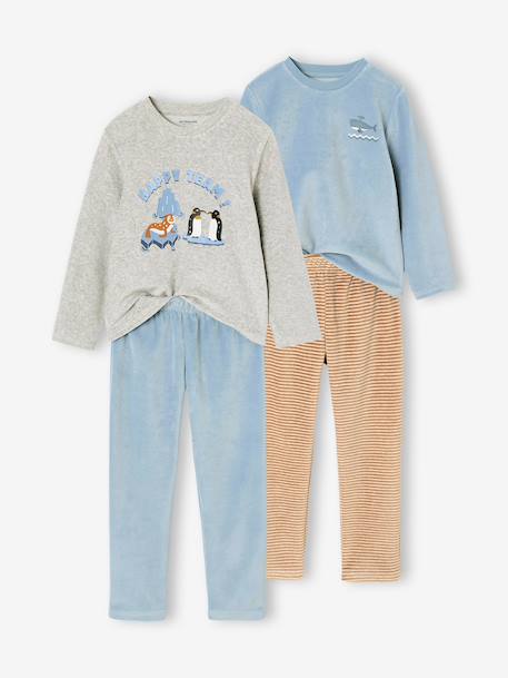 Pack of 2 pyjamas for boys crystal blue 