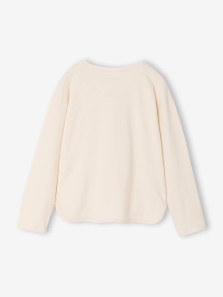Long-sleeved T-shirt with rhinestone detail for girls ecru 