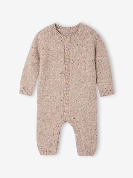 Knit playsuit and comforter set for newborn marl beige 