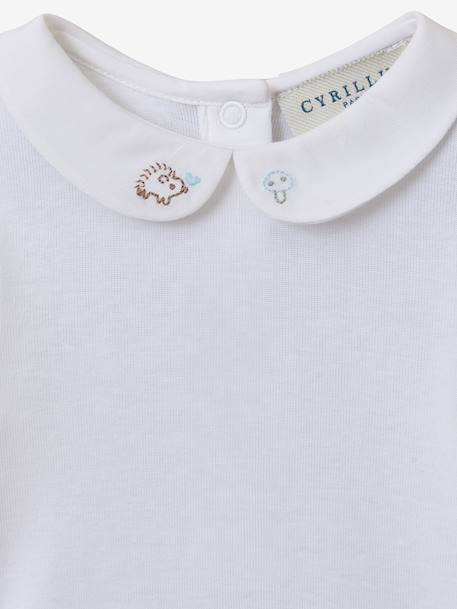 Long-sleeved baby vest with embroidered collar by CYRILLUS white 