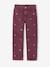 Embroidered girl's mom fit trouser grey green+plum+rosy 