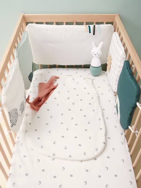 Padded Cot Bumper, Organic Collection, LOVELY NATURE White 