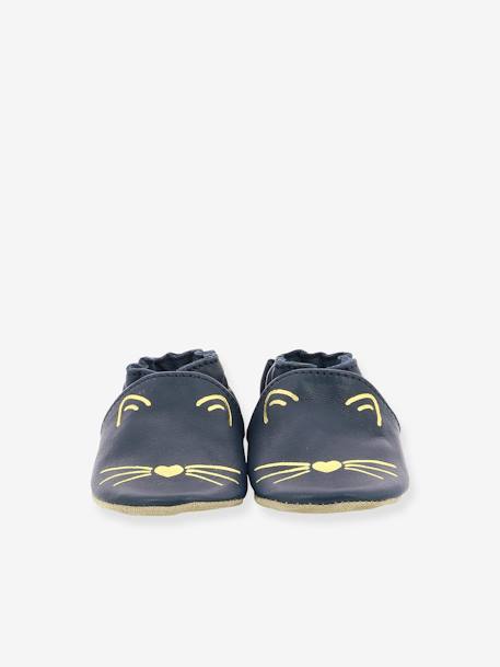 Goldy Cat Soft Soles Booties, by ROBEEZ© Dark Blue 