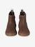 Leather zip-up ankle boots for kids brown+golden yellow 