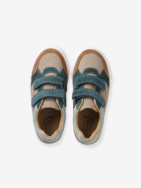 Leather trainers with touch-fastening straps for boys set brown 